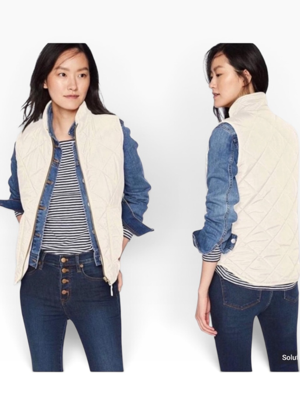 New J.Crew Quilted Cream Women's Vest